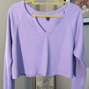 Wild Fable long sleeve waffle knit purple crop top